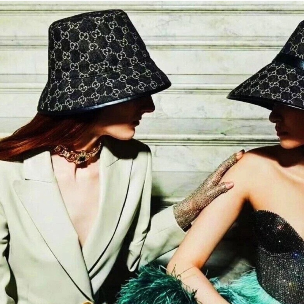 Gucci Monogram Black Reversable Bucket Hat